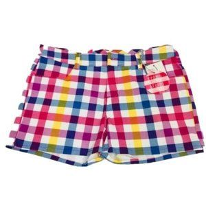 Junior's Hot Pink Short Shorts Yellow Blue White Purple Plaids by Creme Brulee